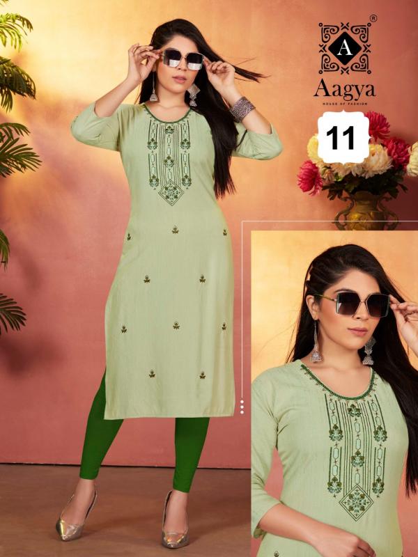 Aagya Kia Vol 2 Rayon Fancy Wear Designer Kurti Collection